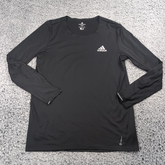 Adidas Shirt Adult Medium Black Logo Athleisure Lightweight Running Outdoors Men - Picture 1 of 6